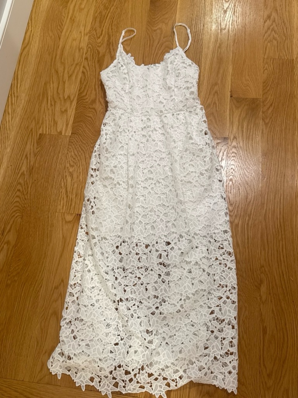 Astr White Lace Maxi Dress with Spaghetti Straps